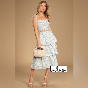 LULUS Floral Embroidered Sleeveless Midi Dress Set